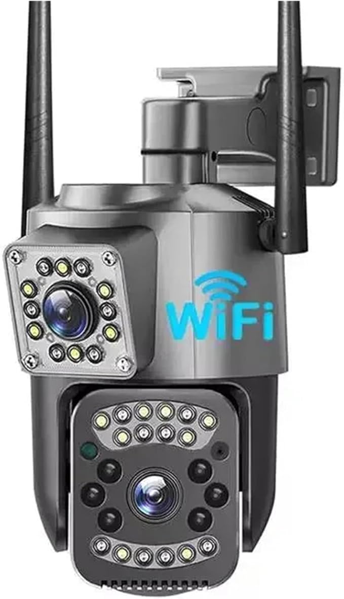 8MP 4K WiFi IP Camera Dual Lens PTZ 4G SIM Card Outdoor Webcam Alarm 10X Zoom Smart Home CCTV Security Protection Monitor Cam(US PlugWiFi Camera No Card)