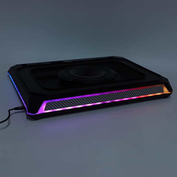 Focket Laptop Cooling Pad 5.5 Inch Fan 71.9 MmH2O Wind Pressure RGB Lighting Modes with 4 USB Ports 1 Type C for 15.6 19 Inch Gaming Laptops