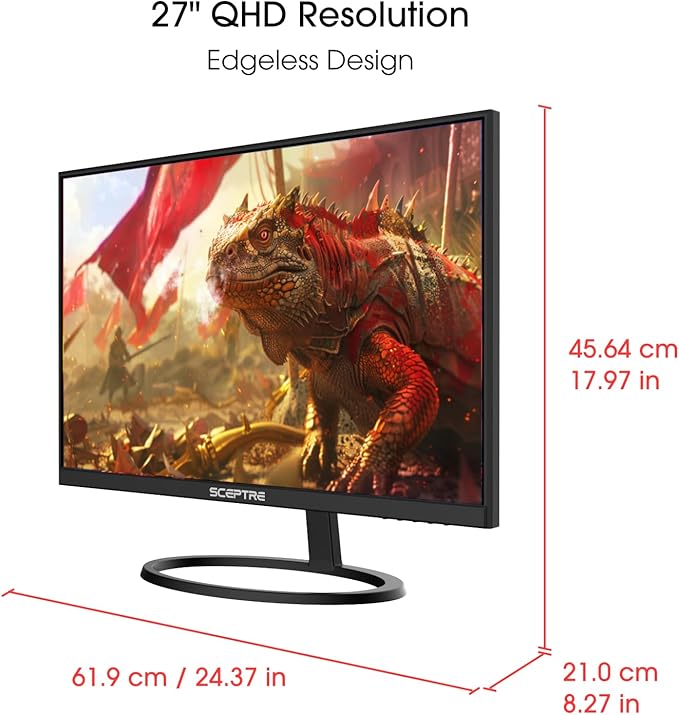 Sceptre IPS 27 Inch 2K 2560 x 1440p QHD 75Hz DisplayPort HDMI 99% sRGB Build-in Speakers Machine Black (E275W-QPT)