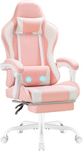 Homall Gaming Chair Video Game Chair with Footrest and Massage Lumbar Support Ergonomic Computer Chair Height Adjustable with Swivel Seat and Headrest (Pink)