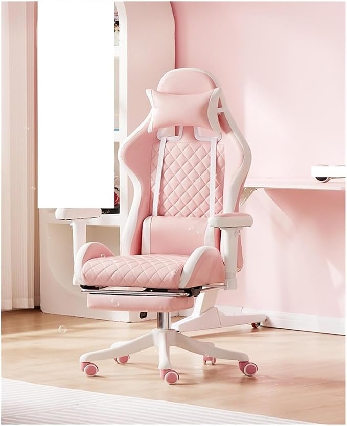 Computer Chair Chairs Gaming Chair Ergonomic Leather Chair Home Office Comfortable Game Swivel Chair Gamer Live Computer Chair Chair (Color : White and Black)