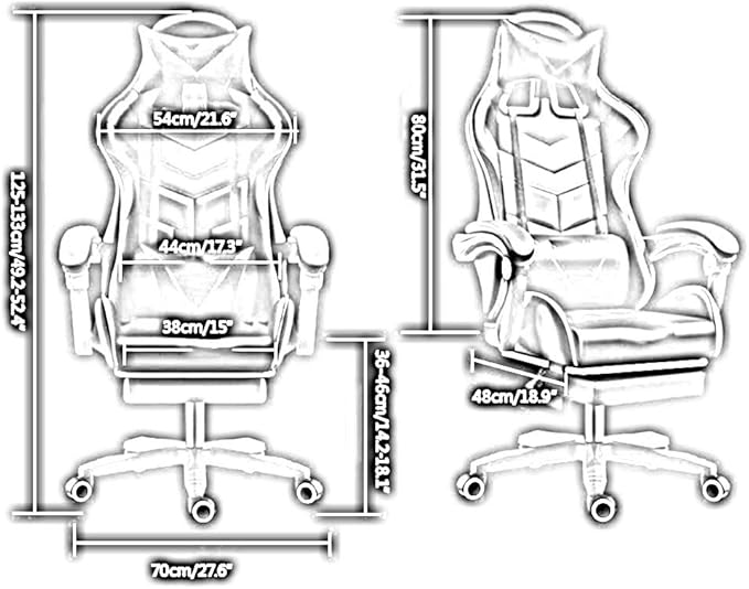 UISLA Office Video Game s Ergonomics Lift Seat with footrest High Back Gaming Multifunction with Headrest and Lumbar Support for Video Game Swivel Dign