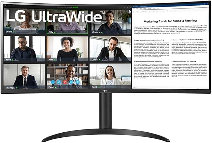 LG 34WR55QK-B 34 Curved UltraWide WQHD HDR 10 100Hz Monitor with USB Type-C Bundle with Elite Suite 18 2X HDMI Cable and Deco Gear CPS Exclusive 26 Month Protection Pack (BEACH-CPS-26M500)
