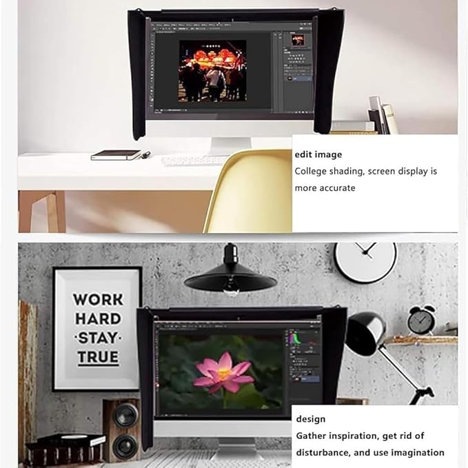 27-inch Display Monitor Hood Sunshade Screen Sun Visor Adjustable Monitor Hood All-Sides Coverage Sun Shade for Dell HP Viewsonic Philips Samsung Lenovo ASUS LG EIZO NEC ACER