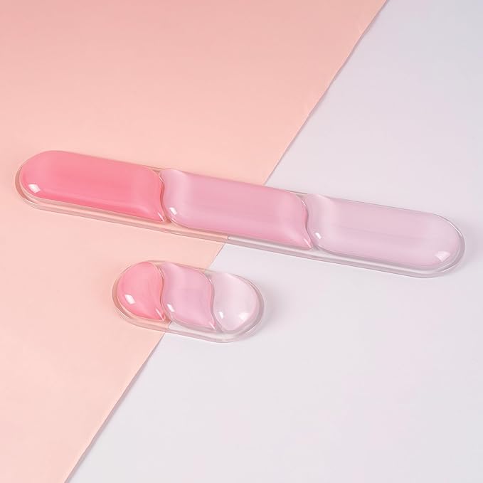 EPOMAKER CloudGel Wrist Rest for Keyboard and Mouse 2 Pieces Silicone Wrist Support Anti-Slip Rubber Bottom Ergonomic Design Suitable for Office/Computer/Laptop/Gaming (Pink)
