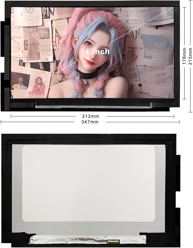 14 Inch LCD Screen for Lian Li O11 Mini PC Case FHD 1920x1080 Laptop Screen Replacement PC Secondary Display HDMI 72% NTSC (Black)