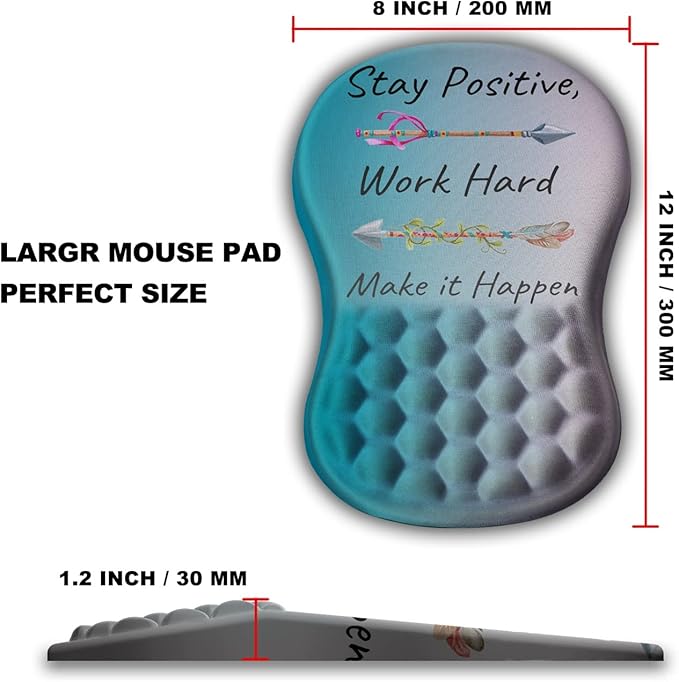 Mouse Pad Wrist Support Ergonomic Mouse Pad with Massage Dot Comfortable Computer Mouse Pad for Laptop Wrist Rest Pain Relief Mousepad with Non-Slip PU Base for Office &amp Home 12 x 8 in