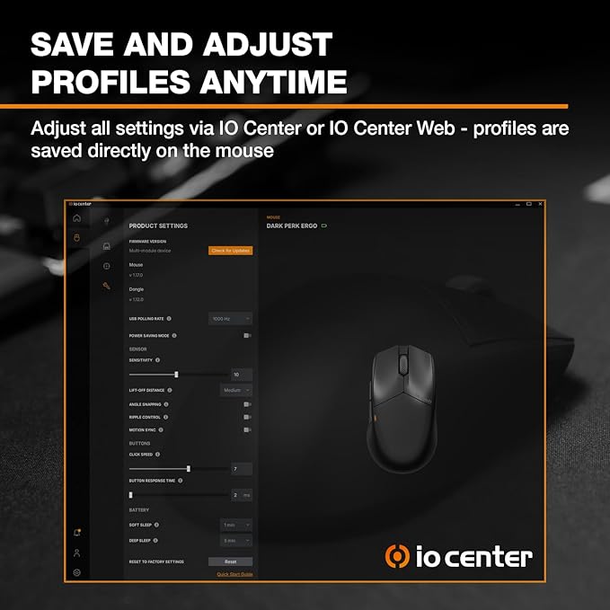 be quiet! Dark Perk Sym PC Gaming Mouse 55g Lightweight Ultra-Long Wireless Battery Life 8000Hz Polling Rate PixArt PAW3950 Sensor 32000 DPI Optical 70m switches 100% PTFE Glide Skates