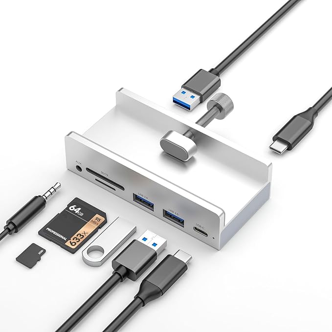 Aluminum 6-Port USB 3.0 Hub Clamp Adapter USB Splitter