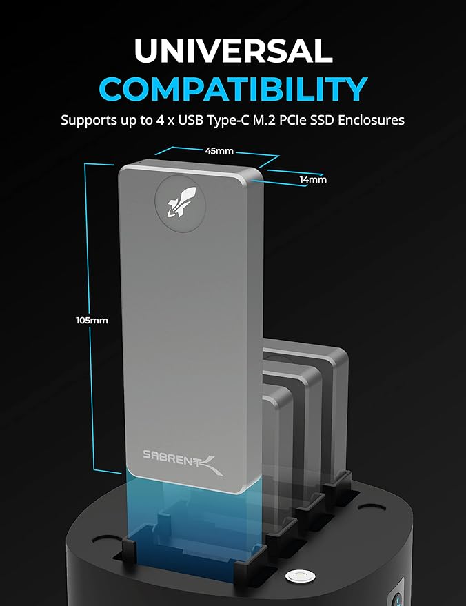 SABRENT 4-Bay USB Type-C External SSD Docking Station (DS-4BNE)