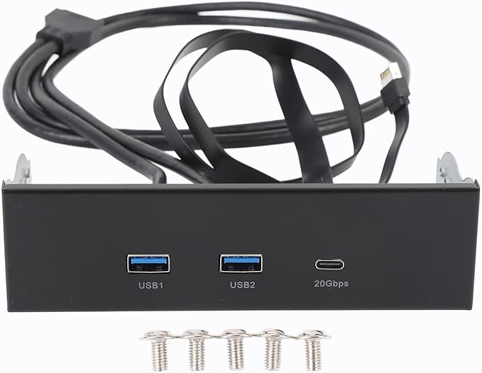 fosa 5.25 Inch Optical Drive Front Panel USB 3.0 Hub with 2X USB A &amp 1x Type C Ports 5Gbps / 10Gbps / 20Gbps for PC Motherboard 19PIN + Type E