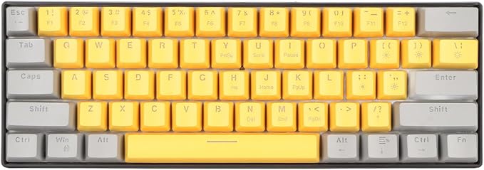 GOWENIC Mechanical Keyboard 60% Mechanical Gaming Keyboard with LED Backlit 61 Keys Compact Mini Wired Keyboard Mechanical Shaft Switches for PC Laptop (Grayish Yellow