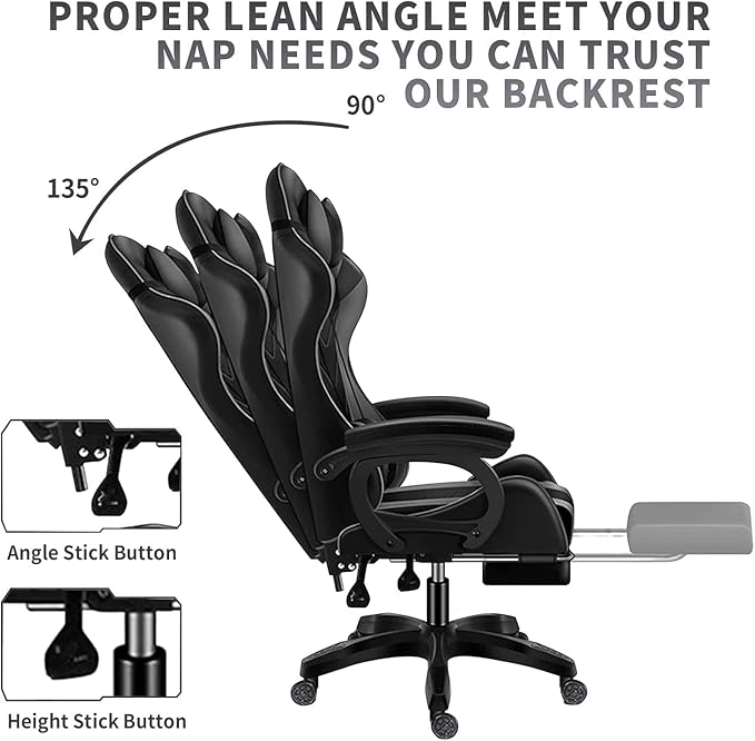 LED Gaming Chair Ergonomic Massage Racing Computer Chairs High Back Video Game Chairs with Speakers PU Leather with Footrest Headrest Lumbar Support Office Desk Chair for Adults TeensPink