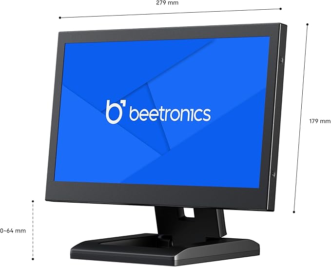 Beetronics 12-Inch Full HD IPS Monitor - Professional Industrial-Grade Display | HDMI VGA BNC RCA Inputs | Durable Metal Housing Matte Screen 24/7 Continuous Operation Wide Viewing Angle 12HD7M