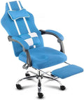 Chair Computer Chair Lift Swivel Chair Office Chair High Back Reclining Chair with Footstool Ergonomic Gaming Chair (Color : Blue)