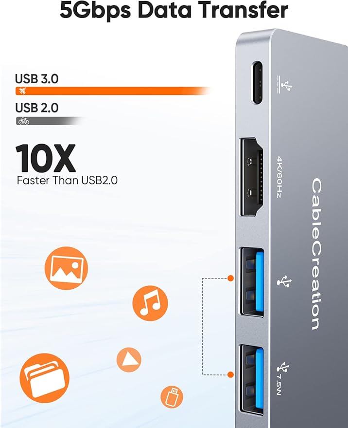 iPad Pro USB C Hub CableCreation 5 in 1 Microsoft Surface USB C Hub Adapter with 4K HDMI 3.5mm Headphone Jack USBC 100W PD Charging 5Gbps USB iPad Headphone Adapter Multiport for iPad