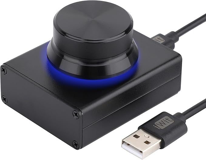 DROK USB Volume Knob Small PC Computer Speaker Volume Control Audio External USB Volume Control Knob with 1-Key Mute Function Support Win7 8 10 XP Mac Vista Android Black