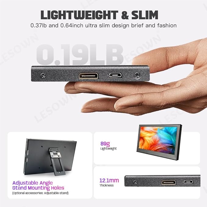 4.3 Inch Small Monitor 800x480 IPS Secondary Screen Mini Travel External Monitor LCD Portable Display for Laptop PC PS4/5 Xbox Switch Raspberry Pi