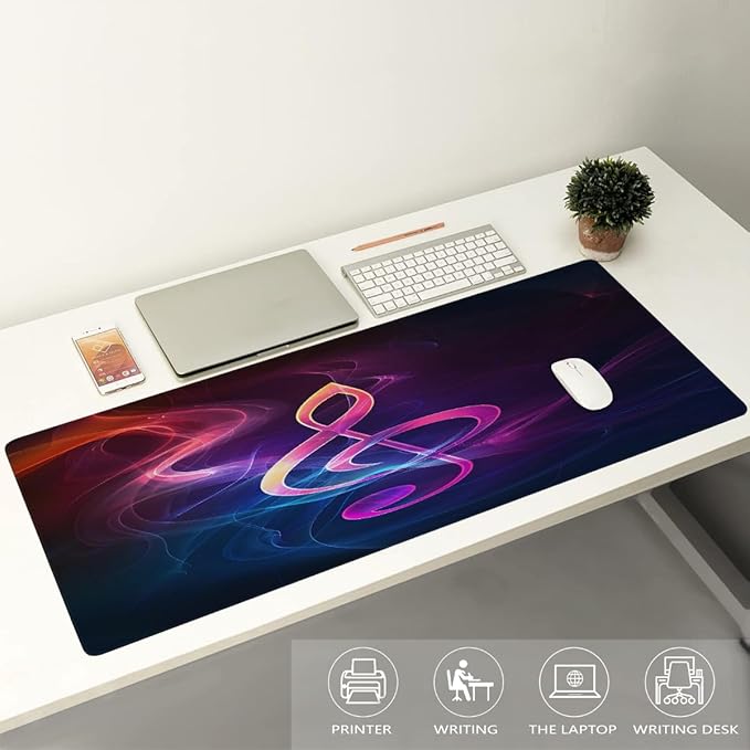 Purple Abstract Music Note Large Mouse Pad Gaming Mousepad Desk Mat for Desktop Computer Keyboard Waterproof Mouse Mat Desk Pad with Non-Slip Base for Game School Office Home 35.4 x 15.7