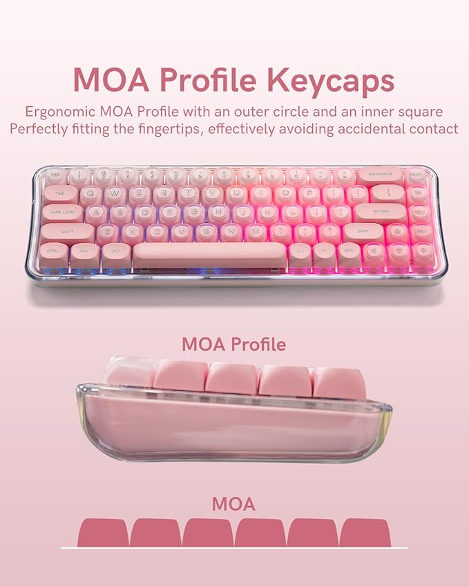132 Keys PBT Keycaps Jelly Keycaps Cute Custom Creamy Key caps MOA Profile for 61/68/84/87/98/100 Cherry Gateron MX Mechanical Keyboards Pink