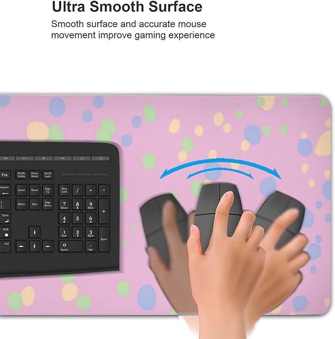 Colorful Polka Dots Large Gaming Mouse Pad 35.5 X 16 Inch Extended Desk Mat for Keyboard and Mouse Waterproof Computer Mousepad with Stitched Edges &amp Non-Slip Base
