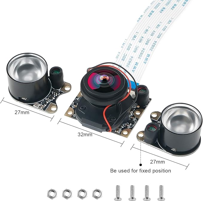 MakerFocus Raspberry Pi 4 Camera 5MP OV5647 Fisheye Camera Automatically Switching Between Day and Night Vision IR-Cut Webcam Compatible with Raspberry Pi 4B/3B+/3B/2B