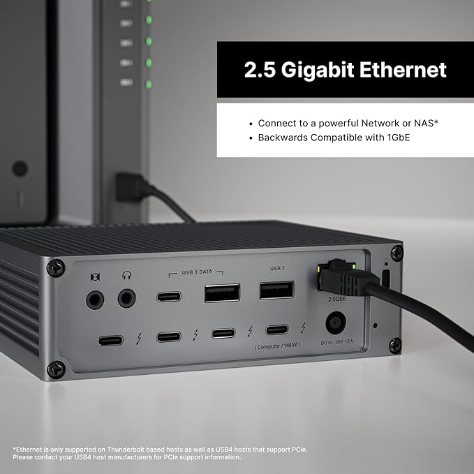 CalDigit TS5 - Thunderbolt 5 Dock - 15 Port 140W Dedicated Host Charging 80Gb/s Thunderbolt 5 x4 USB-C 10Gb/s x3 USB-A x2 2.5GbE Dual 8K@60Hz SD &amp microSD UHS-II 1m Braided Cable 240W PSU
