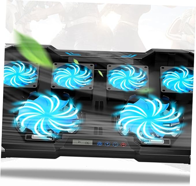 Mikikit Cooling Base USB Fans Laptop Stands PC Fan Laptop Ventilated Support LED Cooling Pad PC Cooler Quiet Laptop Cooler Laptop Fan Cooler Laptop Air Cooler LED Alloy Black Q8 USB