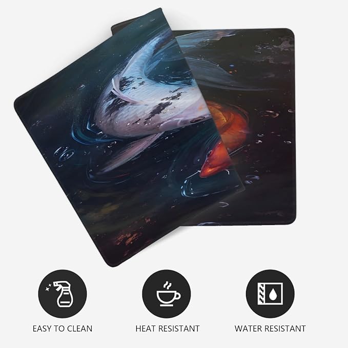 Red White Fish Large Mouse Pad Gaming Mousepad Desk Mat for Desktop Computer Keyboard Waterproof Mouse Mat Desk Pad with Non-Slip Base for Game School Office Home 35.4 x 15.7