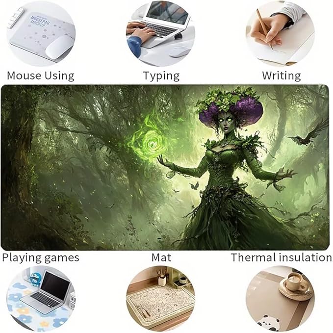 Large Mouse Pad Tree Desk Mat Green Office Gaming Mouse Pad with Stitched Edges 32x16in Extended Mousepad with Non-Slip Waterproof Rubber Base for PC Laptop Desk Home Office Accessories a-1467