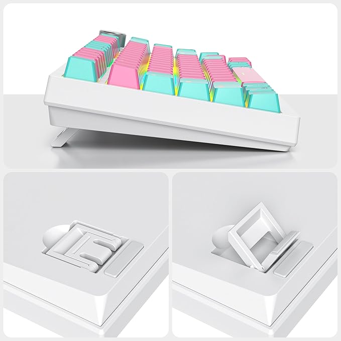 82 Keys Wireless Gaming Keyboard 75 PercentTriple Mode Bluetooth/2.4Ghz/USB Pre-lubed Hot Swappable Mechanical Pink Keyboard w/Knob&ampSound-Absorbing Pads4000mAh Battery for Mac/Win(Miami)