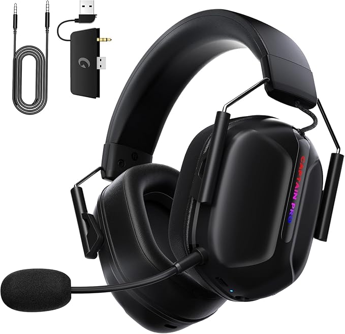 RYR Wireless Gaming Headset for Xbox Series X|S Xbox One PC PS4/5 Mac Switch Mobile 3D Surround Sound Bluetooth 5.3 60H Battery Gaming Headphones with Detachable Noise Canceling Mic-Black
