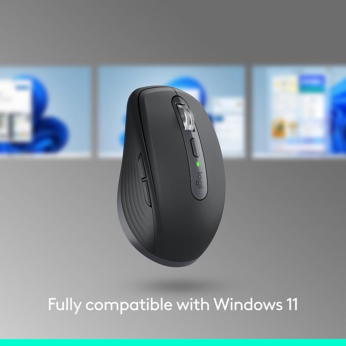 Logitech MX Anywhere 3S Compact Wireless Mouse Fast Scrolling 8K DPI Any-Surface Tracking Quiet Clicks Programmable Buttons USB C Bluetooth Windows PC Linux Chrome Mac - Pale Grey