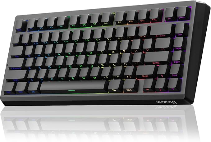 LEOBOG A80 RT Hall Effect Gaming Keyboard Wired Rapid Trigger Magnetic Switch Keyboard with 0.01mm RT Adjustable Actuation 8000Hz Polling Rate RGB Backlit Mechanical Keyboard 75% for PC Gamer