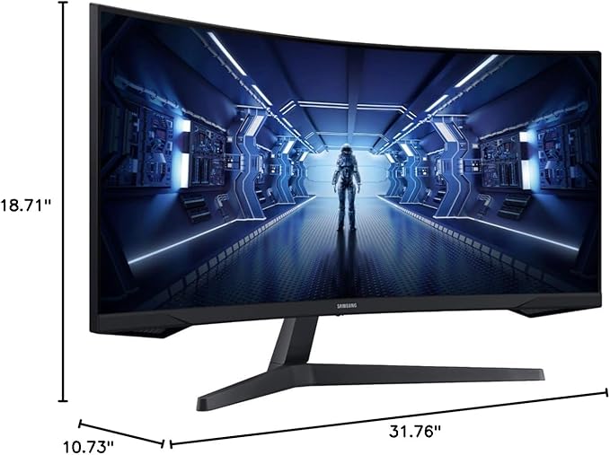 Samsung 34 Odyssey G5 Series Gaming Monitor WQHD Curved 1000R UltraWide 165Hz 1ms FreeSync Premium Black with GSF HDMI Cable