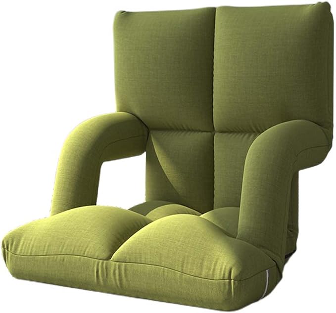 Adjustable 6-Position Floor ChairLazy Sofa Chair with Back SupportFolding Chaise Lounge Sofa Chair with ArmrestPadded Comfy Recliner Gaming Chairs for Living Room Bedroom (Green)