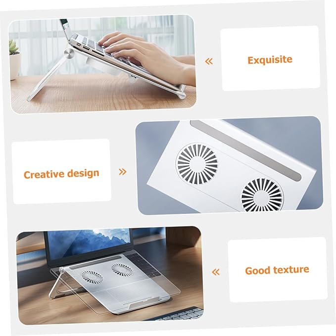 Laptop Cooling Rack with Dual Fans Lightweight Foldable Laptop Stand with Non Slip Silicone Support Portable Notebook Cooler for Travel and Business Use