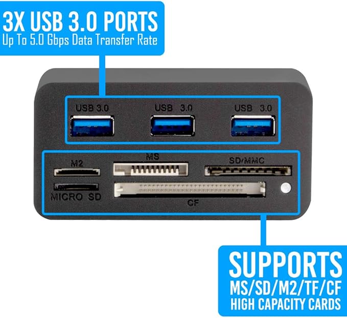 Kingwin USB C Hub Adapter w/ Card Reader Write &amp USB 3.0 HUB - Thunderbolt 3 Supports High Speed SD MS Micro M2 CF For Macbook Laptop Desktop type-c