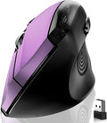 memzuoix Ergonomic Wireless Mouse 2.4G Optical Cordless 800/1200/1600 DPI Vertical Computer Mouse for Laptop Mac PC Desktop (Right Hand Large) - Purple