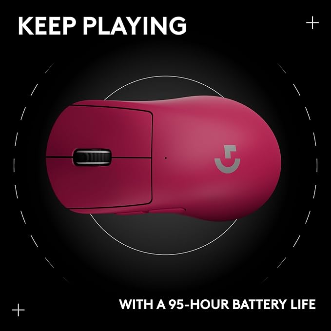 Logitech G PRO X Superlight 2 Wireless Gaming Mouse 60g Pro-Grade with 5 Programmable Buttons 44k DPI Sensor 8kHz Report Rate USB-C Charging for PC/Mac - Magenta