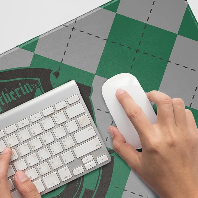 Harry Potter Slytherin Plaid Sigil Large Gaming Mouse Pad Desk Mat with Stitched Edges Non-Slip Base for Gamer Home and Office 31.5 x 15.7