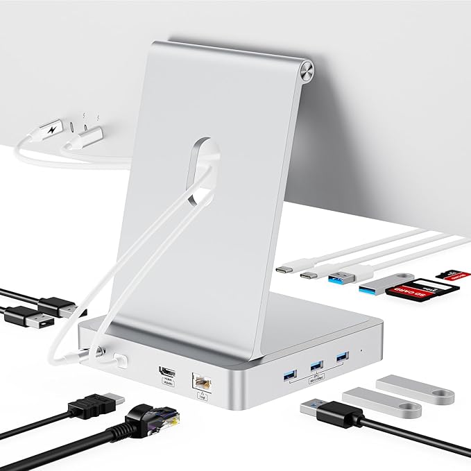 13-Port USB C Hub for iMac 24 inch 2021/2023/2024 iMac Accessories for iMac M1/M3/M4 iMac USB Hub with 5 USB-A &amp 2 USB-C 3.0 Ports 4K@60Hz HDMI 1Gbps Ethernet SD/TF M.2 NVME SSD (Not Include