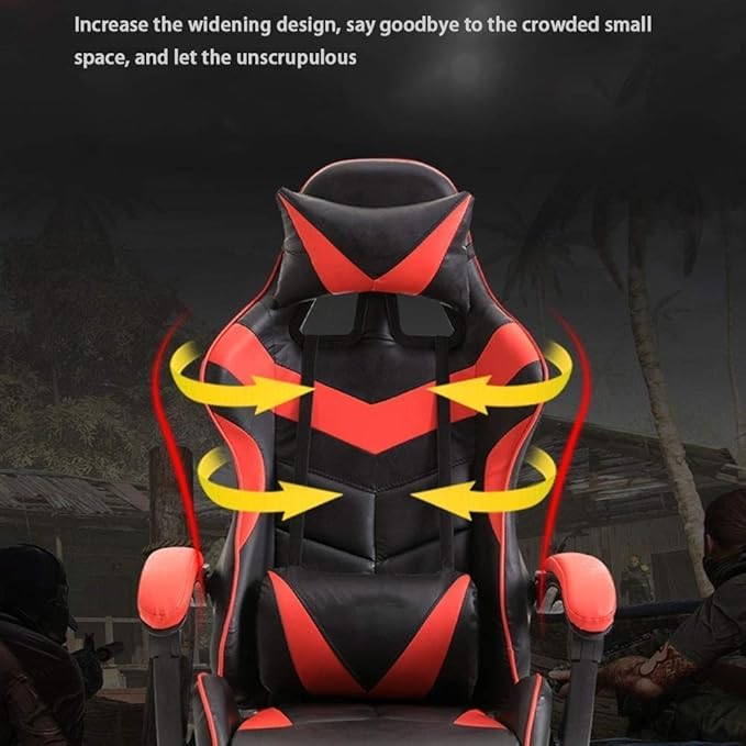 Office Chair Video Game Chairs Ergonomics Lift Seat with Footrest High Back Gaming Chair Multifunction with Headrest and Lumbar Support for Video Game Chair Swivel Chair Pink White