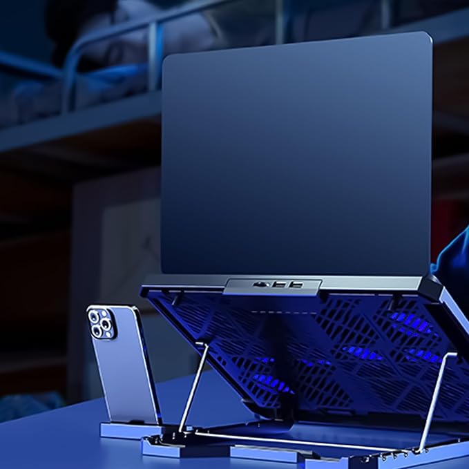 Notebook Cooling Stand Laptop Holder with 8 Quie Fans Heatsink for Up to 18Inch Laptops Includes Phone Holder Laptop Cooling Pad