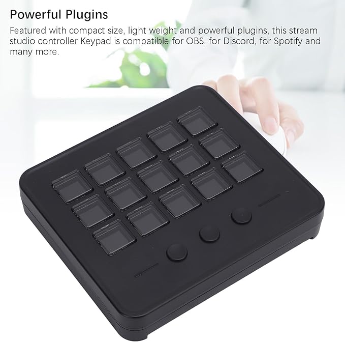 Bewinner LCD Custom Keyboard for Stream Control Deck with 15 Customizable Keys Studio Controller Gaming Workflow Macro Keypad for OBS PC