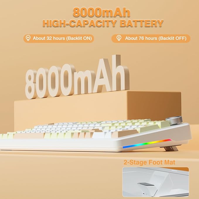 AULA F108 PRO - Wireless Mechanical Keyboard with Screen&ampKnobHot Swappable Gaming Keyboard with 8000mAh BatteryPre-lubed SwitchesRGB BacklitPBT Keycaps Creamy Sounding Computer Keyboards104 K
