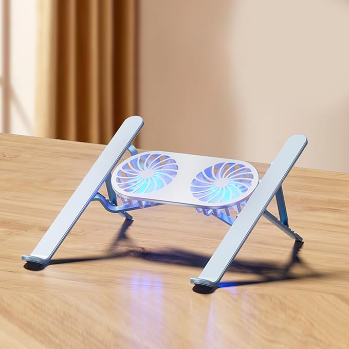 Adjustable Aluminum Laptop Stand with Cooling Fan for 13-21in Laptop Notebook Cooling Support Effective Heat Dissipation