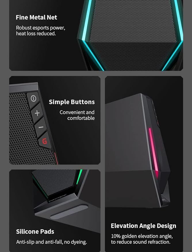 Edifier G1500 Computer Speakers Hecate Gaming Speakers with RGB Bluetooth 5.3 USB Input 3.5mm AUX Input Supported Black