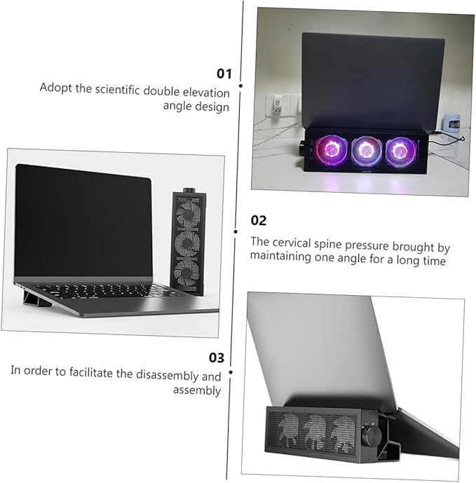 1set RGB Laptop Cooler Stand Height Ergonomic Notebook Cooling Rack for Gaming Work Portable Cooling Pad Fan Support