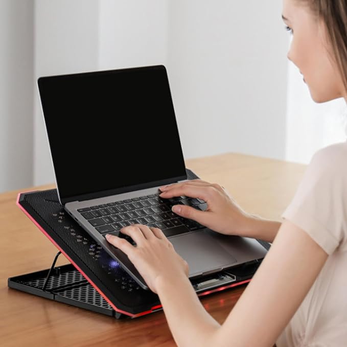 Enhances Laptop Cooling Pad for Quiet Gaming for 14in-21Inch Laptops MultiAngle Stand Phone Slot LED Laptop Coolers